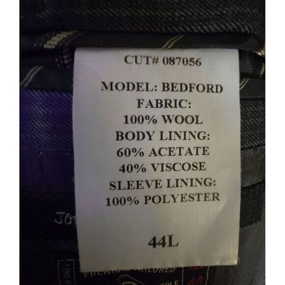 John Varvatos USA Blazer/Sport Coat Gray Black Wool 44L 2 Button as is - Picture 7 of 8